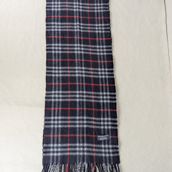 BurberryBlue Scarf  – Unisex Cashmere Check – Used – Soft Luxury Winter Wrap - Picture 4 of 7